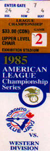1985 AL Championship Series Ticket Stub