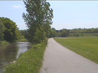 Trail by the creek & school area
